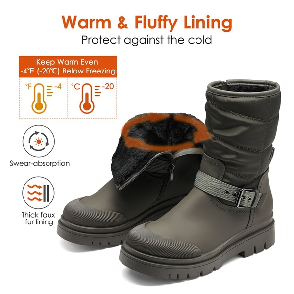Non-Slip Mid-Calf Waterproof Snow Boots - OLIVE GREEN - 4